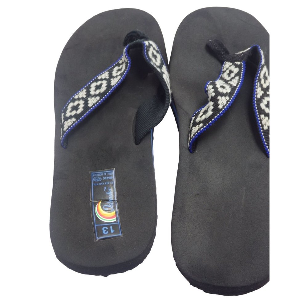 islander Flip Flop Mens Size 13 Black White Geometric Southwest Thong